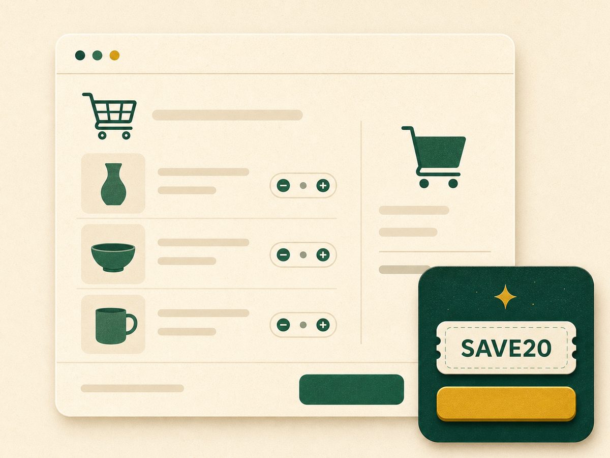 An online checkout with the Code Vault panel offering the code SAVE20, one click from applied.